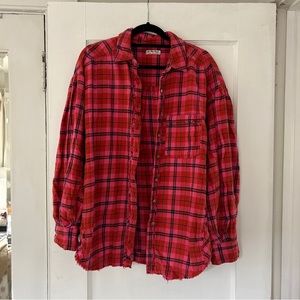 Free People Happy Hour Plaid Flannel Shirt